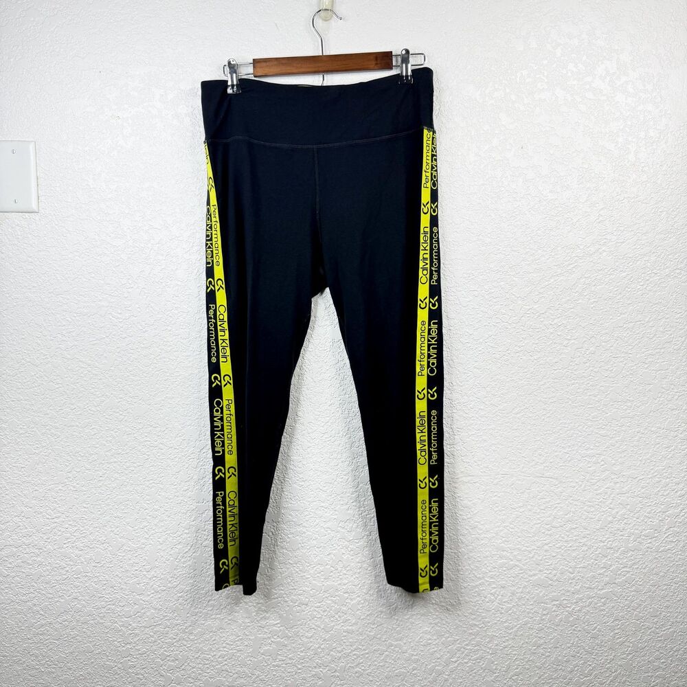 Calvin Klein Performance Black Yellow Workout Leggings Size XL